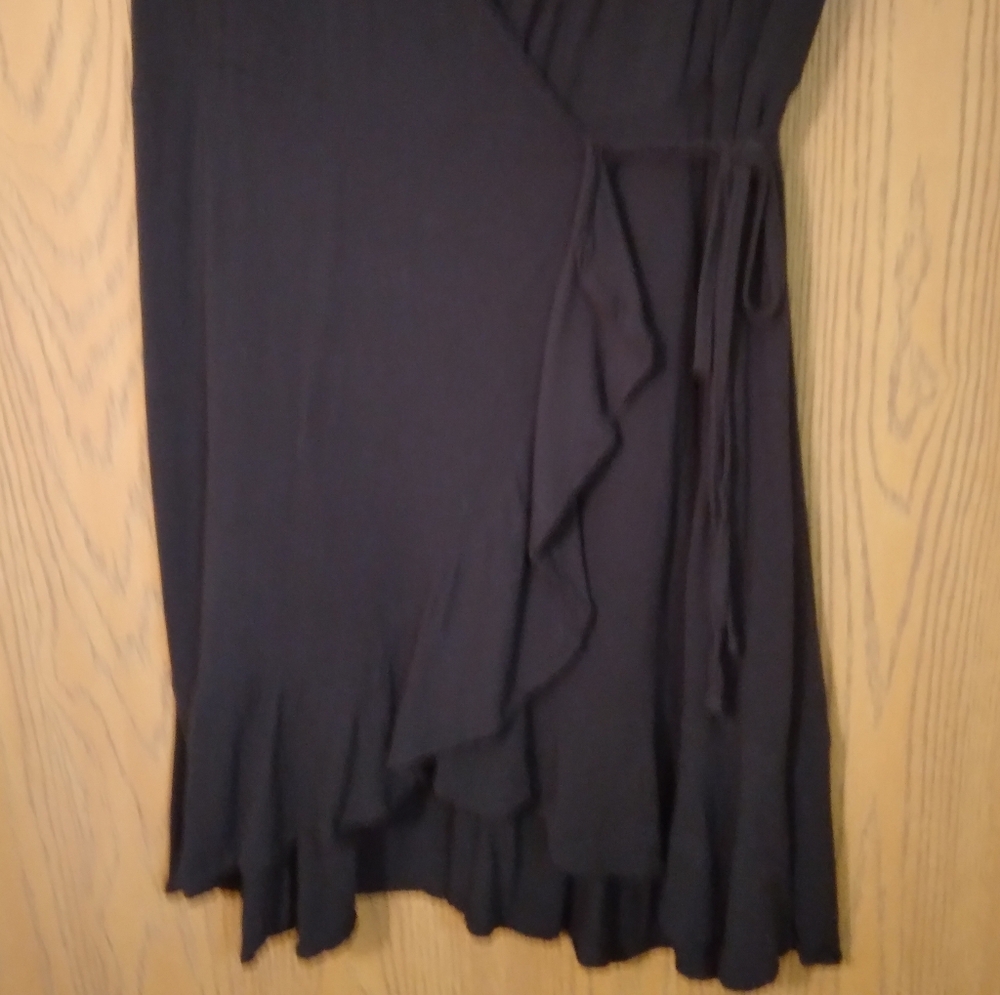 Mossimo Supply Co. Black Mini Hi Low Wrap Dress - Picture 4 of 6